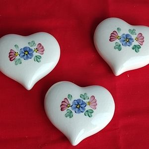 Set of 3 Vintage Home Interiors Puffy Heart Wall Hanging Decorations
